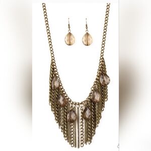 Elegant Gold and Brown Chain Necklace Set